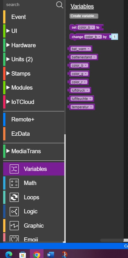 Variablen im UI Flow auswählen.