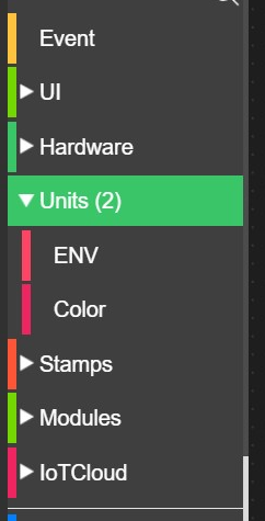 Einheiten auswählen für den Code im UI Flow.